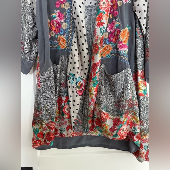 Johnny Was Ellamo embroidered floral silk mixed print cardigan size xs - Picture 7 of 9